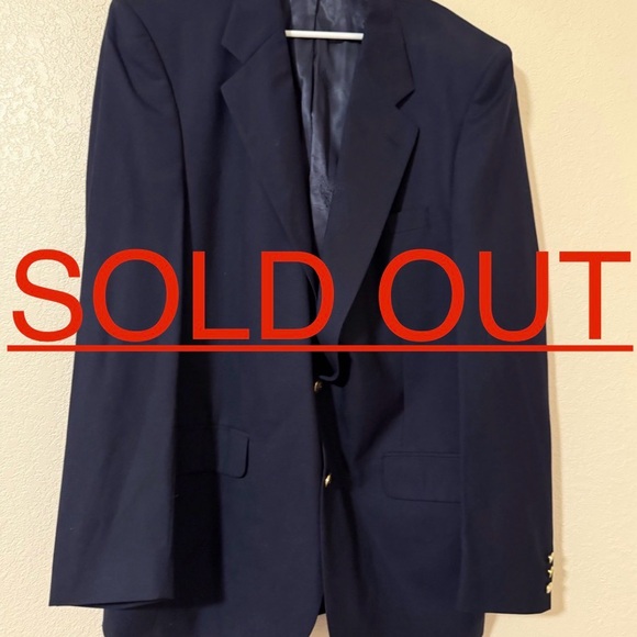 Vintage Burberry Blazer Sport Coat Jacket Wool Gold Buttons Navy Blue